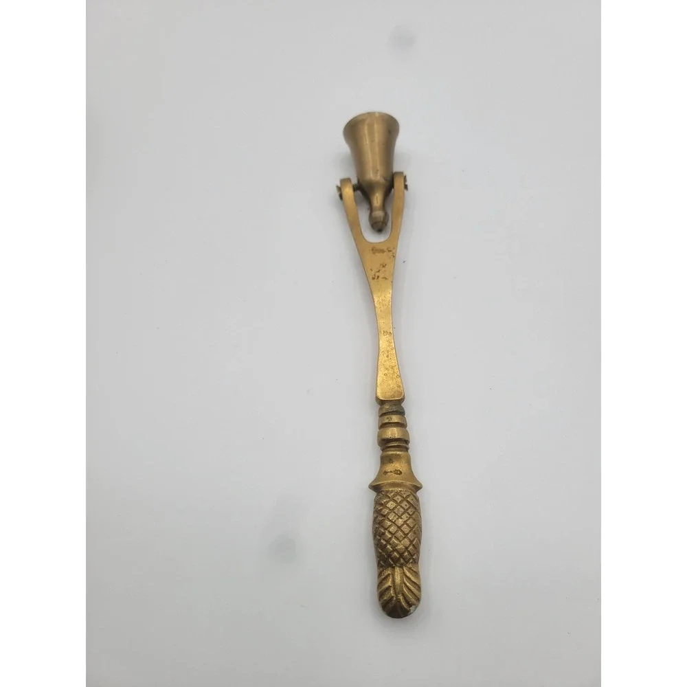 Vintage Solid Brass Pineapple Handle Candle Snuffer Articulated Bell 9 Inch